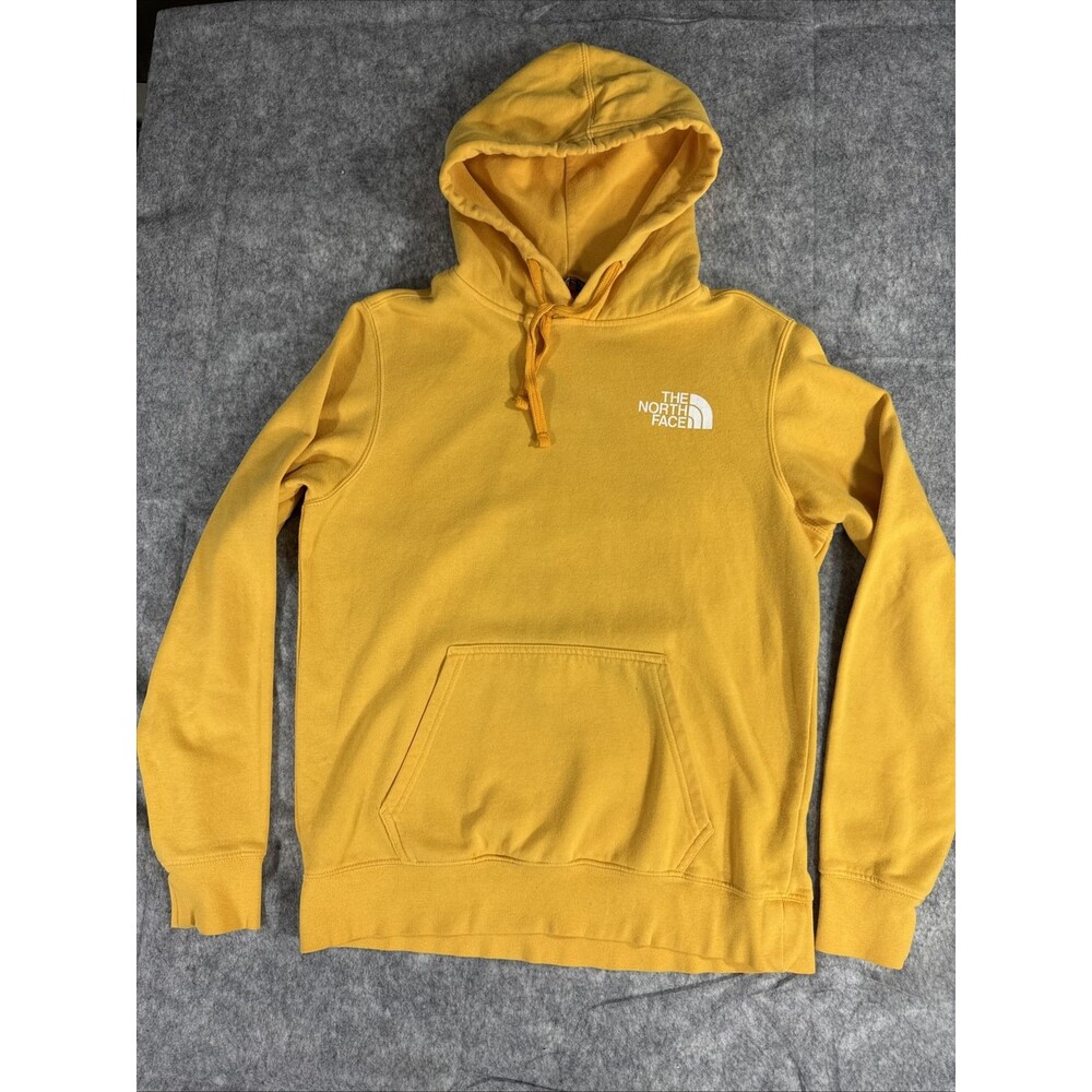 North Face Yellow Drawstring Hoodie Men’s Size Small S Cotton And Polyester H057